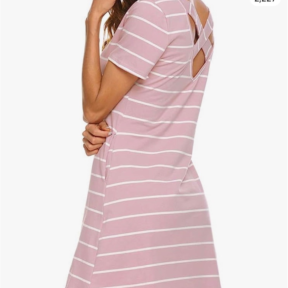 Feager Short Sleeve Stripe Knit Shift Dress